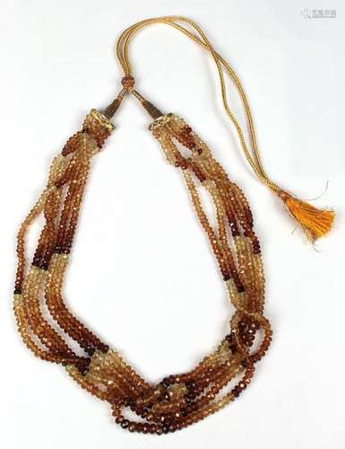 Quartz bead, multi-strand necklace