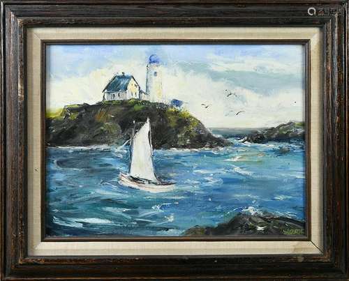 Painting, Sailing by the Lighthouse