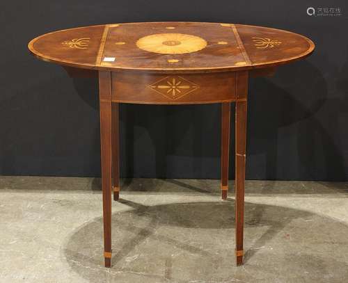 Federal style marquetry decorated pembroke table by