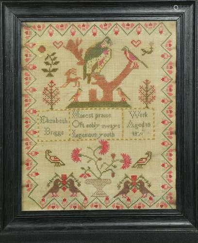 Needlework sampler, executed by Elizabeth Briggs, 19th