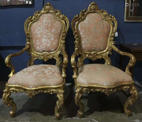 (lot of 2) Louis XV style throne chairs