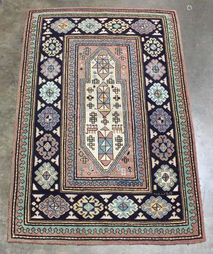 Persian style hooked rug by Martha Wildes, dated 68