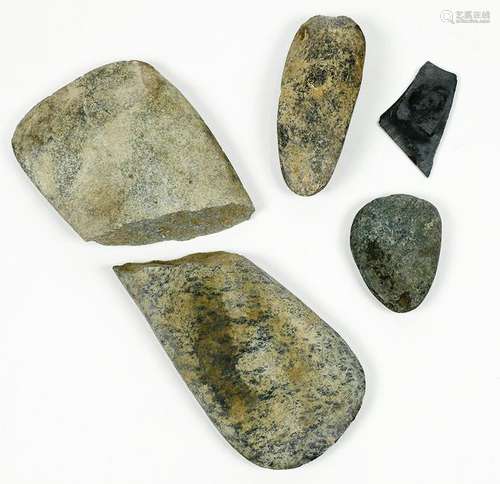 (lot of 5) Stone tool group, largest: 6