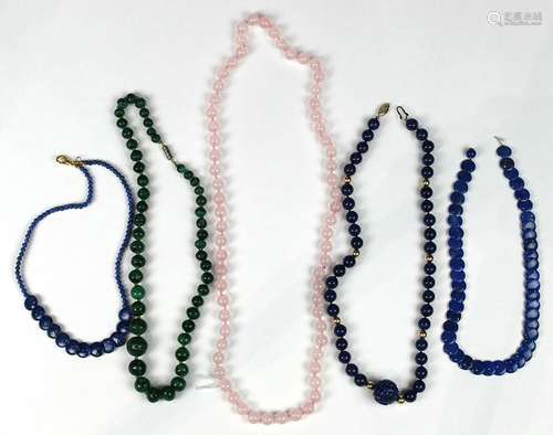 (Lot of 5) Multi-stone bead and metal necklaces