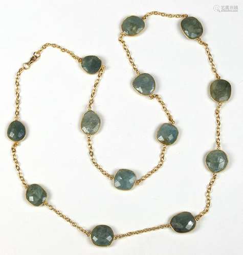 Aquamarine and silver-gilt necklace