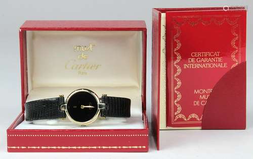 Lady's Must de Cartier stainless steel gilt wristwatch