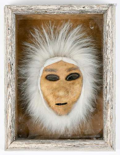 Inuit or Eskimo carved wood mask, 20th Century, with