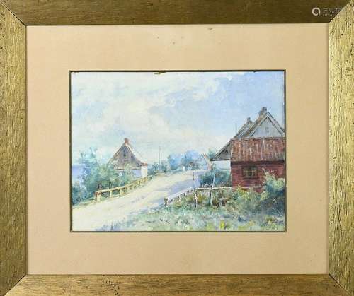 Watertcolor, Houses by the Roadside, 1893