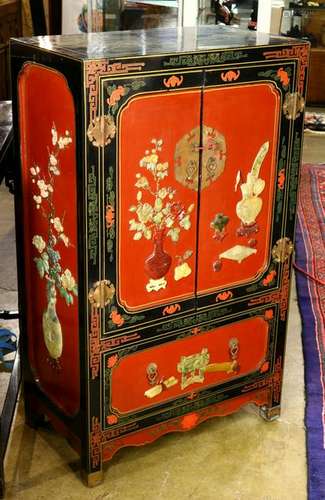 Chinese Overlaid and Lacquer Cabinet