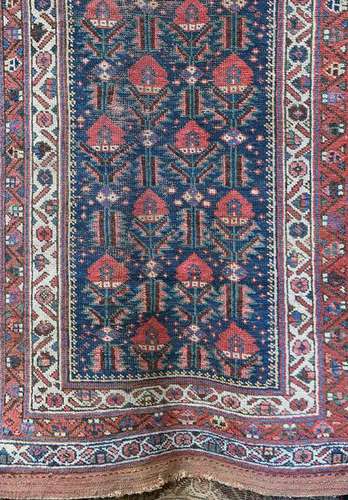 Persian Hamadan runner, 3' x 13' (wear)