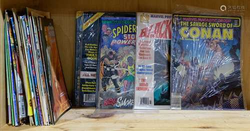 One shelf of comic books