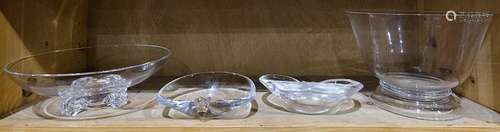 (lot of 4) One shelf of Steuben glass including footed