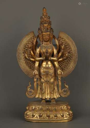 Gilt Bronze Figure Of Avalokitesvara