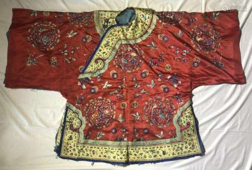 Embroidered Red Silk Robe