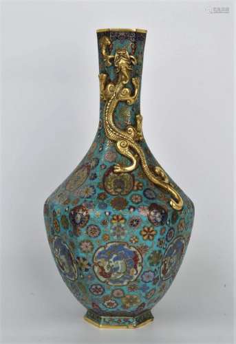 Cloisonne Enamel Bronze Vase With Mark
