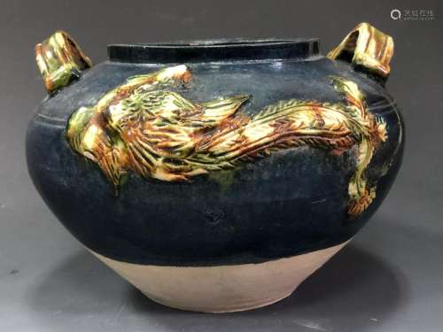 A SanCai-Glazed Dragon & Phoenix Jar