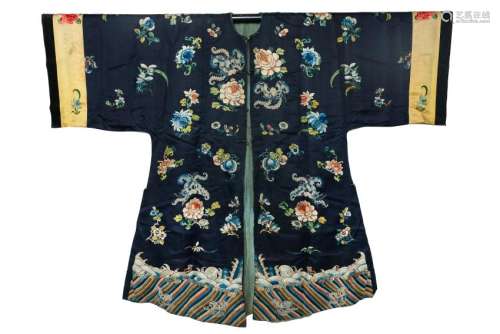 Embroidered Silk Blue Flower Robe