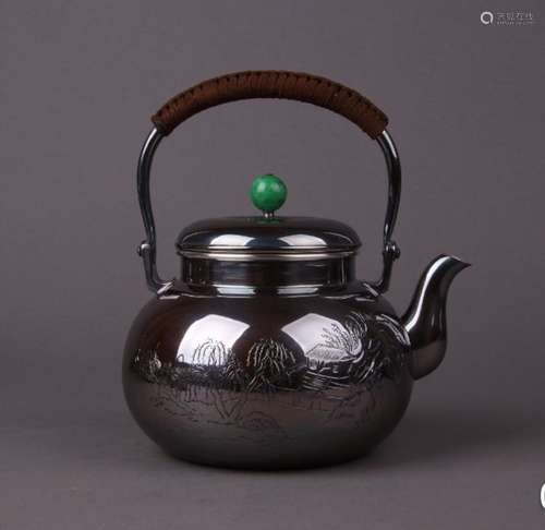 A Japanese Silver Tea Pot