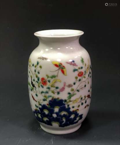 Famille Rose Painted Porcelain Vase