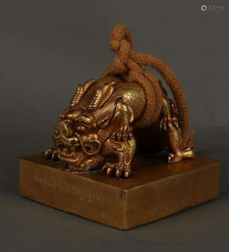 Gilt Bronze Mythical Beast Seal