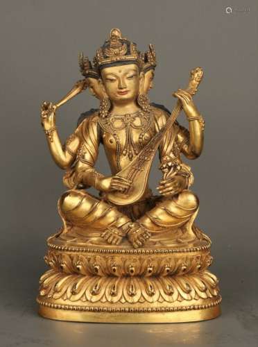 Gilt Bronze Figure Of Saraswati