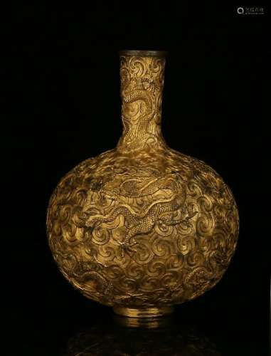Gilt Bronze Dragon Vase