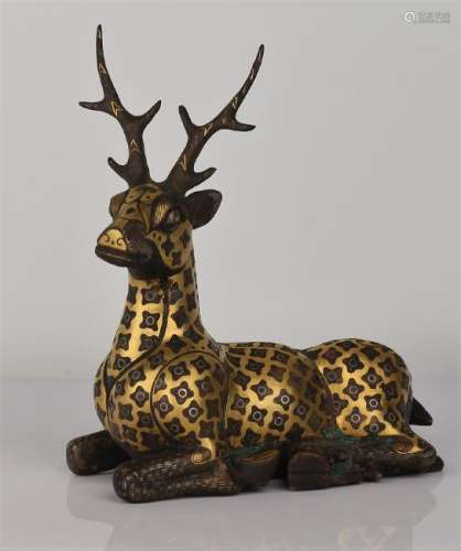 Bronze With Silver And Gold Inlay Deer
