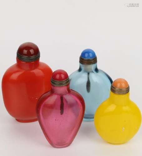 Set Of Four Glass Snuff Bottles