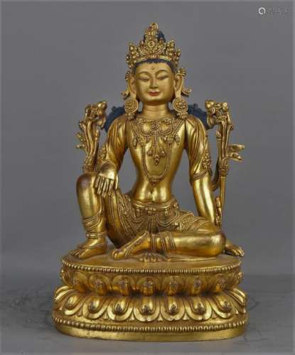 Gilt Bronze Figure Of Bodhisattva