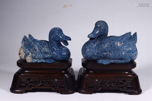 LAPIS LAZULI DUCKS IN PAIR