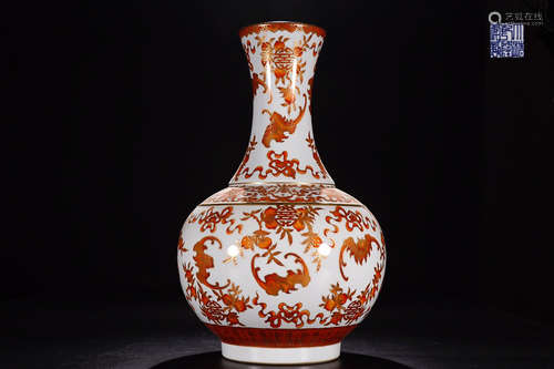 QIANLONG MARK IRON RED VASE