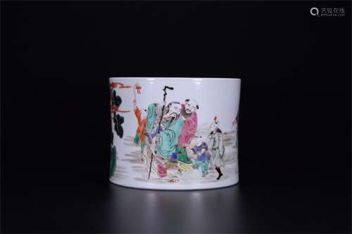  A Chinese Wu-Cai Porcelain Brush Pot