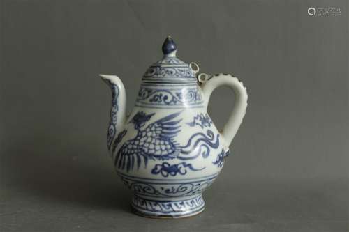 A Chinese Blue and White Porcelain Tea Pot