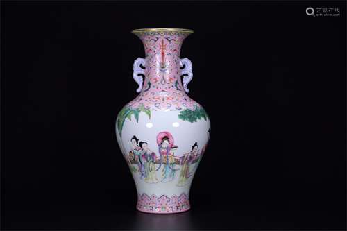 A Chinese Famille-Rose Porcelain Vase