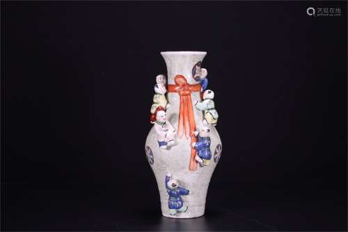 A Chinese Famille-Rose Porcelain Vase