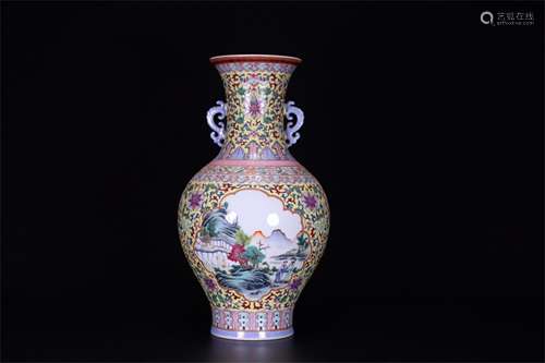 A Chinese Famille-Rose Porcelain Vase