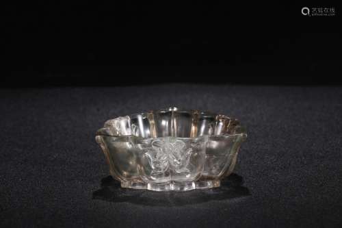 A Chinese Carved Crystal Brush Washer