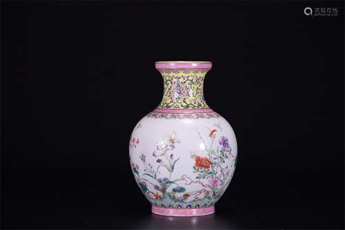 A Chinese Famille-Rose Porcelain Vase