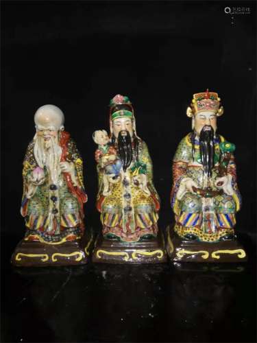 A Set of Three Chinese Famille-Rose Porcelain Figures