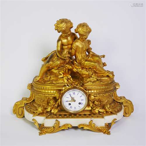 A Chinese Gilt Bronze Clock