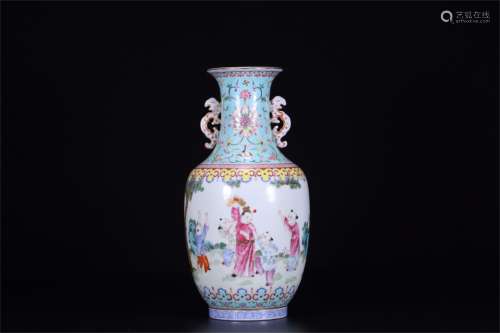 A Chinese Famille-Rose Porcelain Vase