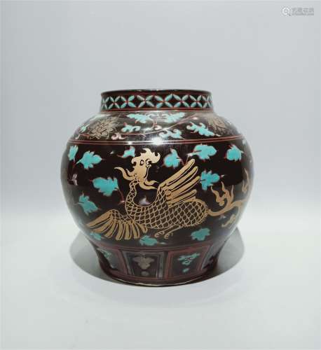 A Chinese Black Glazed Porcelain Jar