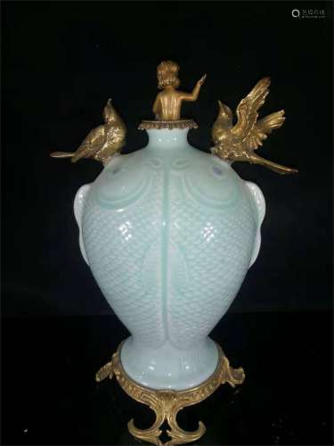 A European Celadon Porcelain Vase
