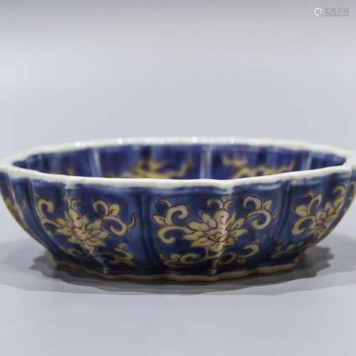 A Chinese Blue Glazed Porcelain Plate