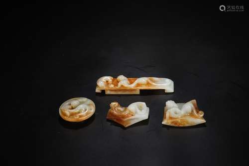 A Set of Chinese Carved Jade Sword Pendant