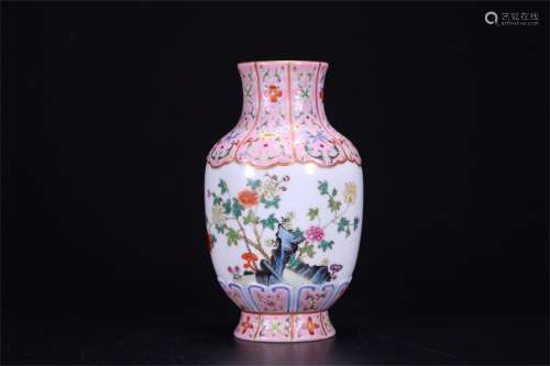 A Chinese Famille-Rose Porcelain Vase