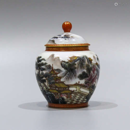 A Chinese Famille-Rose Porcelain Jar with Cover