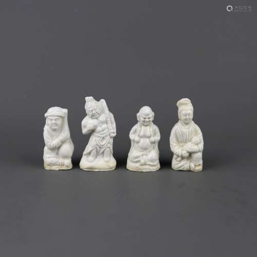 A Set of Four Chinese White Glazed Porcelain Figures