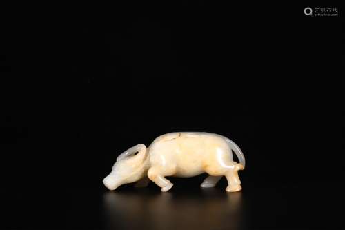A Chinese Carved Jade Bull Decoration