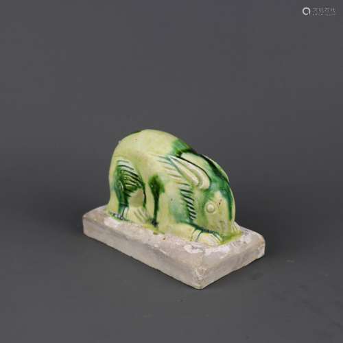 A Chinese Green Glazed Porcelain Rabbit